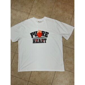 “Pure Heart” White Graphic T-Shirt – Unisex Casual Tee - Size Large